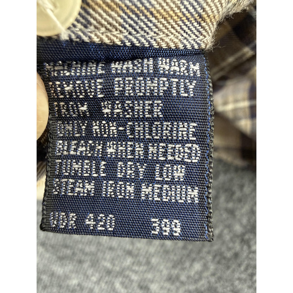 Nautica Shirt Mens Medium Brown Blue Plaid Button Down Long Sleeve Cotton Casual - Picture 13 of 14